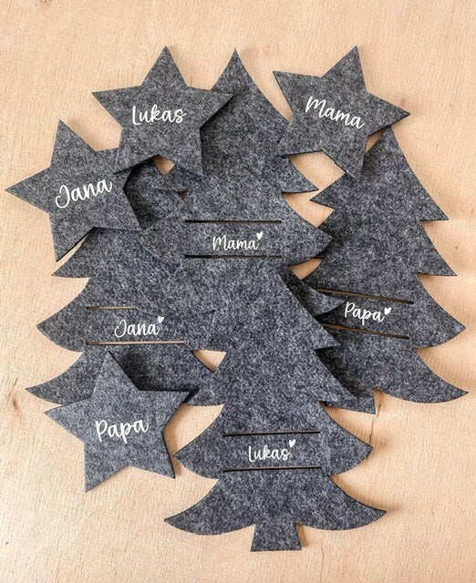 Bestecktasche mit Untersetzer | Weihnachtsdeko | Tischdeko | Filz | personalisiert | Weihnachten | Deko Weihnachtstisch