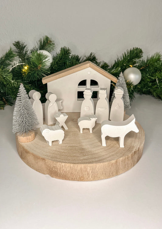 Krippe Raysin | Holz | Weihnachten | Weihnachtsgeschenk | Geschenkidee | Advent | Krippe | Modern | weiß | Adventszeit
